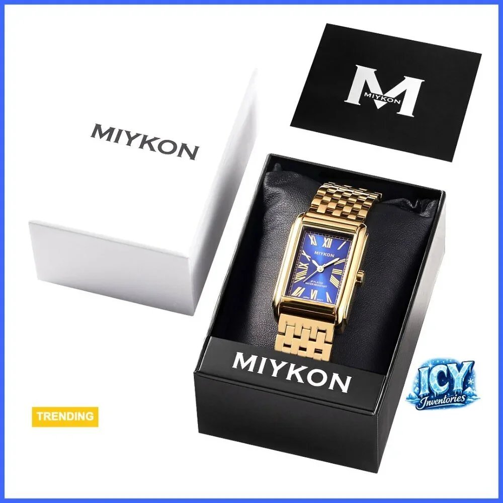 Stainless Steel Square Tank Watch with Roman Numerals, Water Resistant